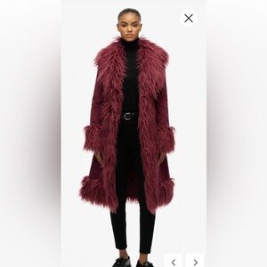 Rare Superdry Berry Jam Purple Long Afghan Coat, Size 10 NWT